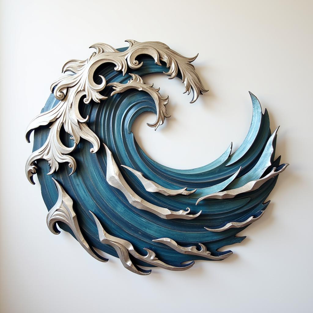 Metal Wall Art Beach: Abstract Ocean Waves