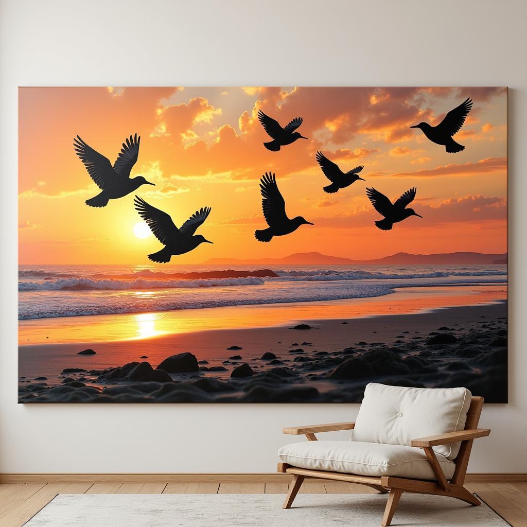 Metal Wall Art: Sandpiper Flock in Flight