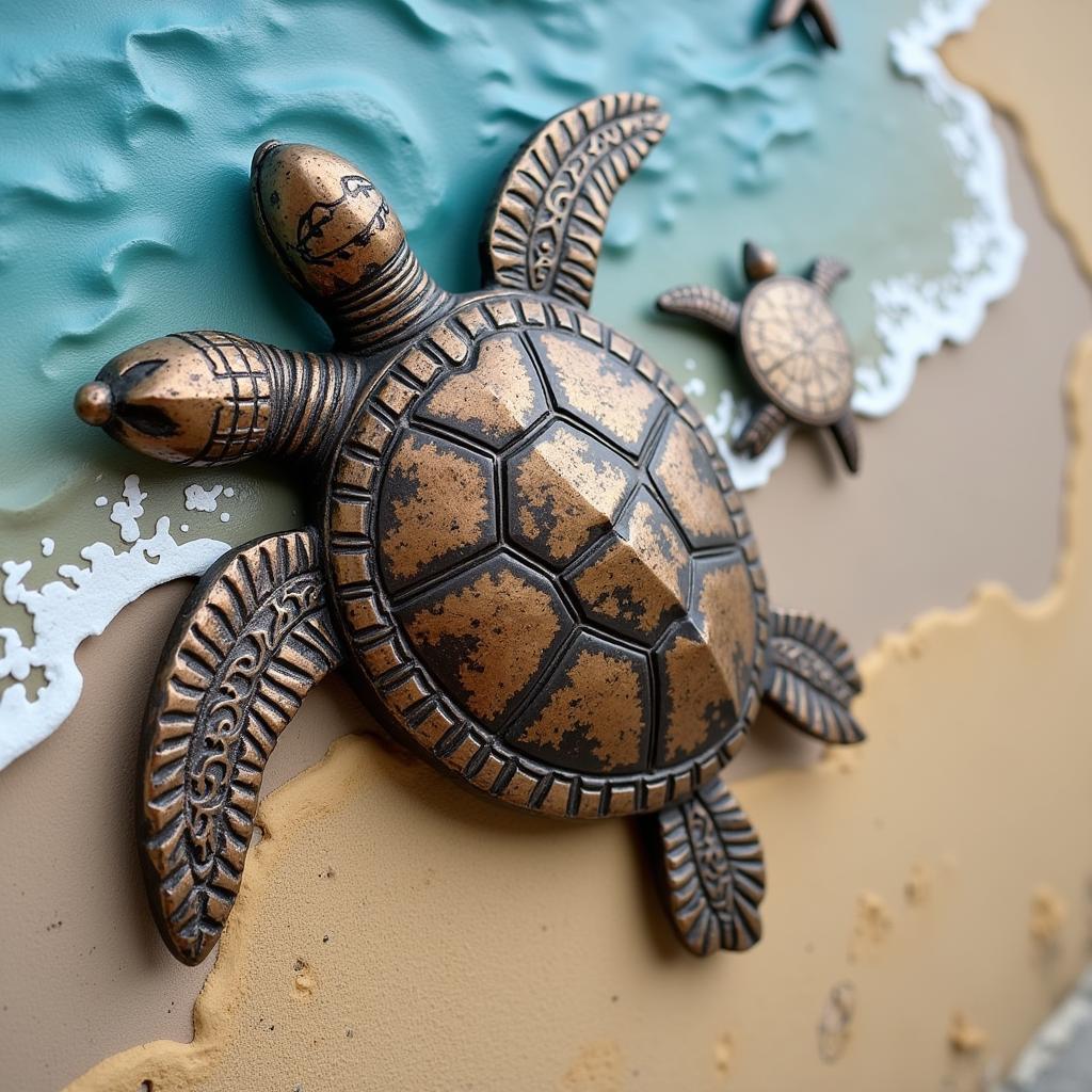 Metal Wall Art Sea Turtles: 3D Sculpture