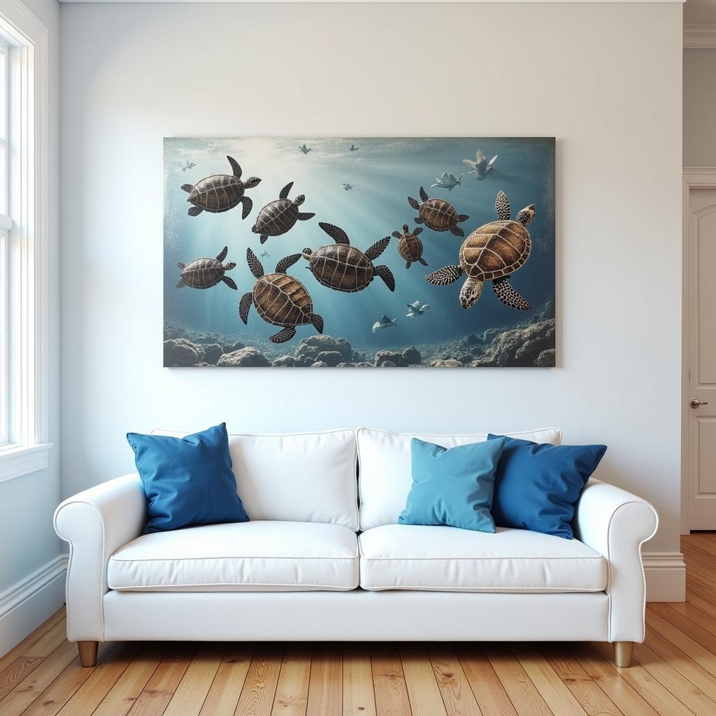 Metal Wall Art Sea Turtles: School Swimming