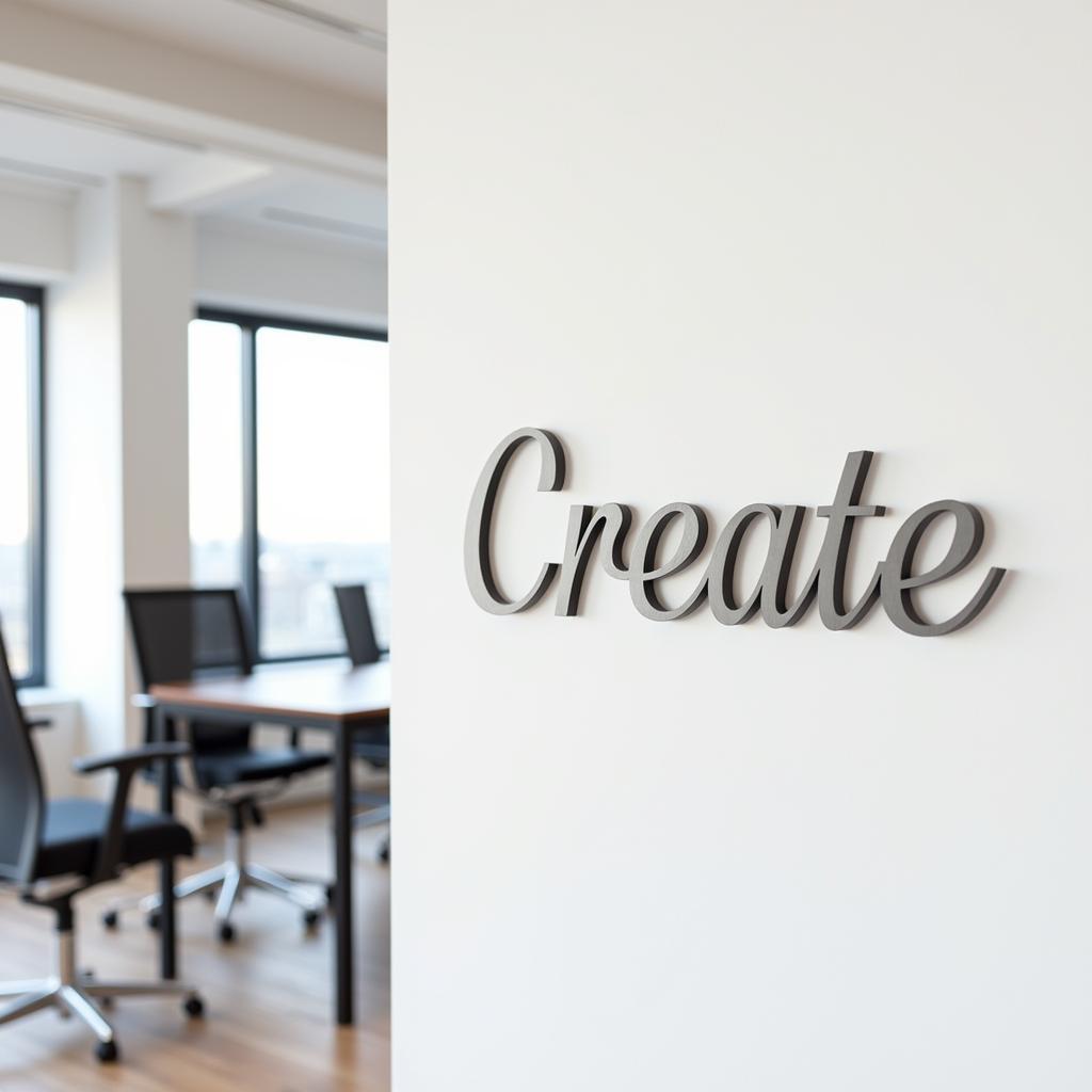 Metal Wall Art Words in an Office