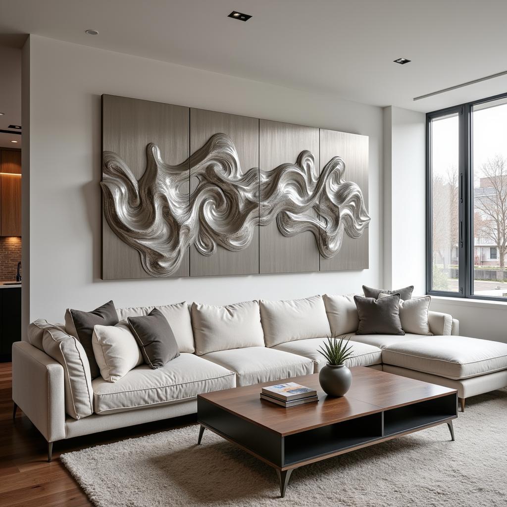 Metallic Wall Art in a Modern Living Room