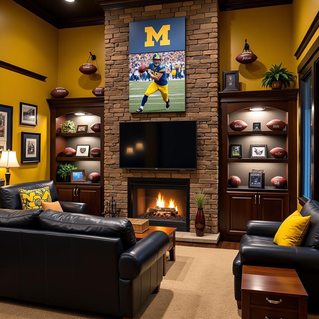 Michigan Football Wall Art in a Man Cave