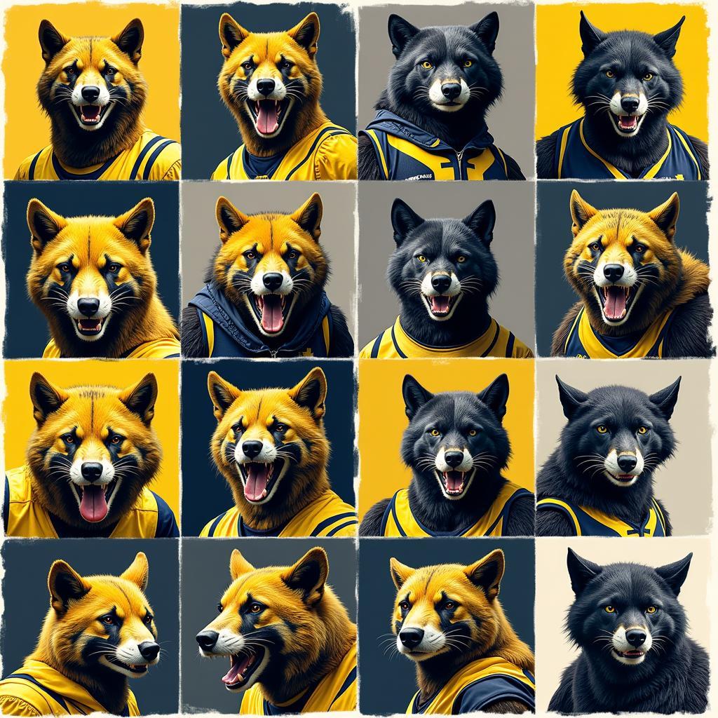 Variations of Michigan Wolverines Mascot Art