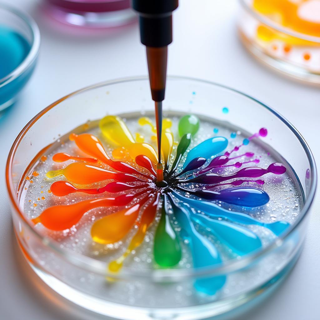 Micropipette art in a petri dish