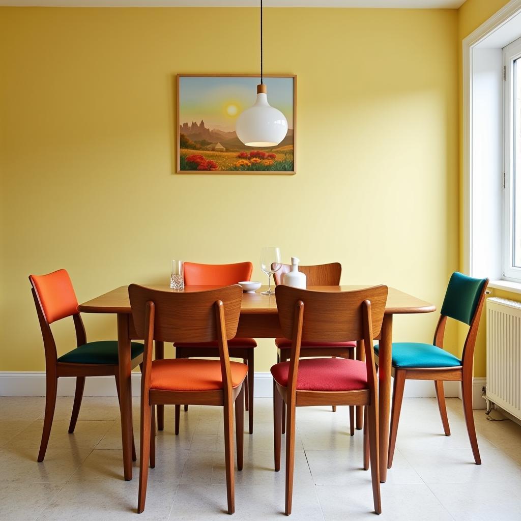 Mid-Century Modern Table Chairs in a Retro Dining Room