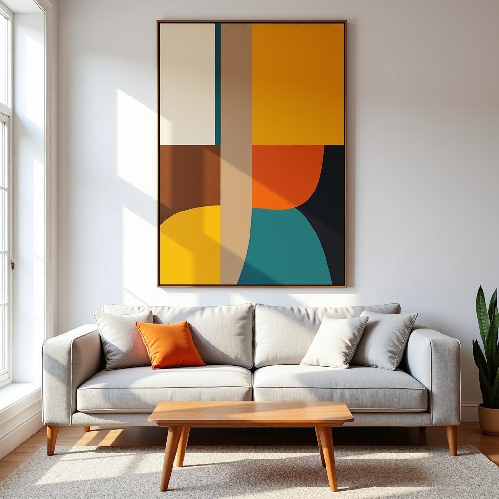 Mid Century Modern Wall Art in a Living Room Setting