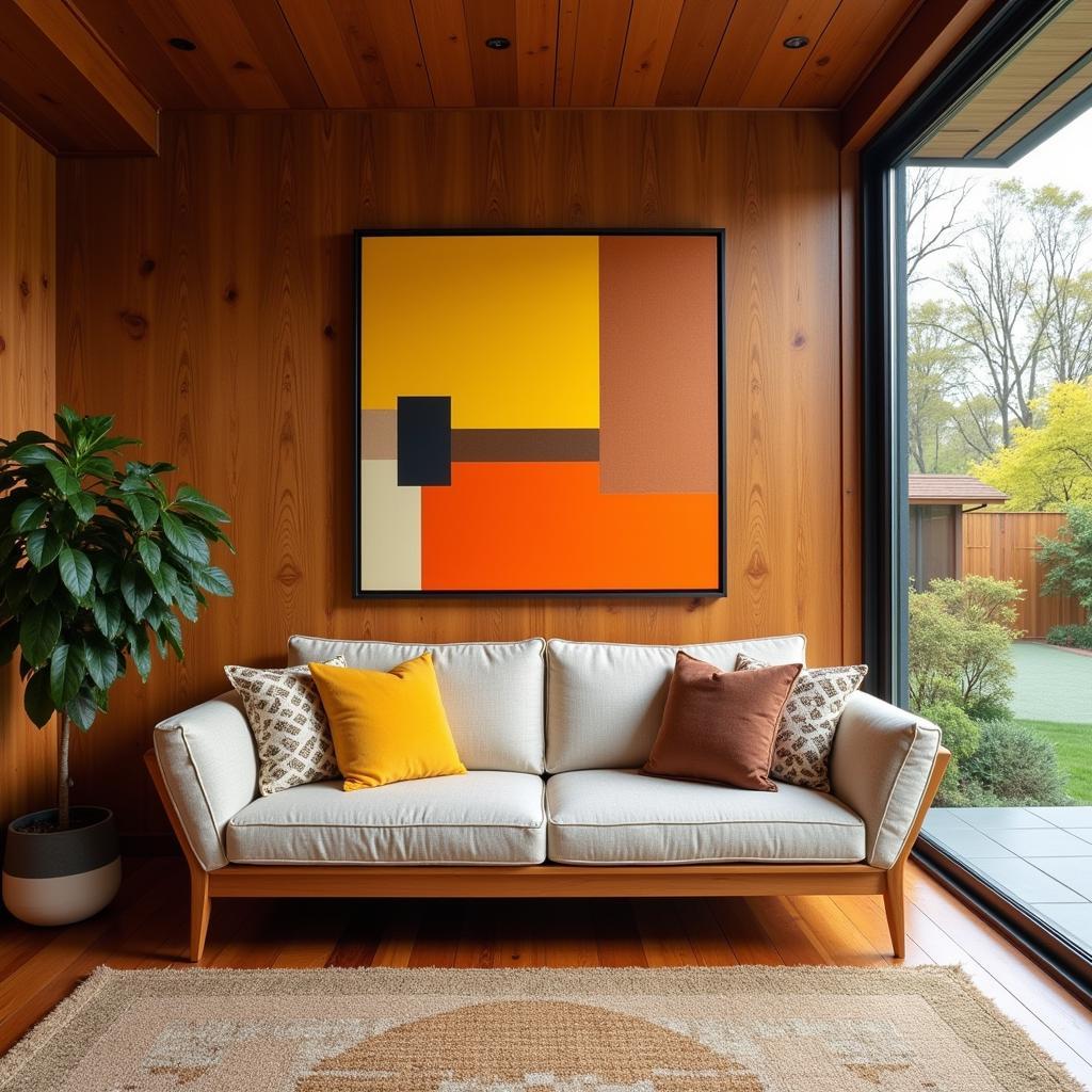 Mid-Century Wall Art in a Living Room Setting