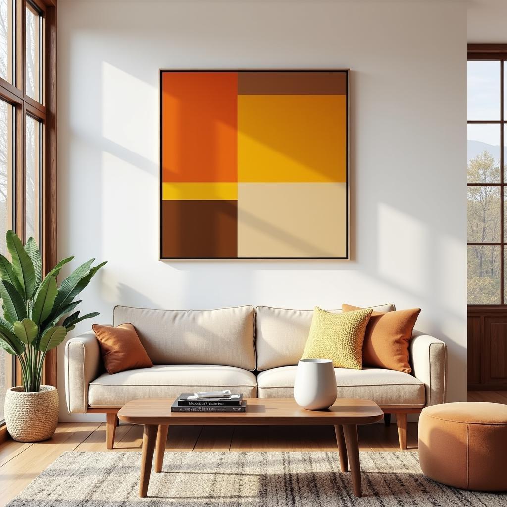 Midcentury Modern Abstract Art Print in a Living Room