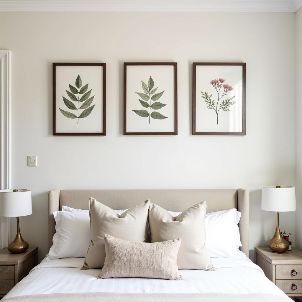 Midcentury Modern Botanical Art Print in a Bedroom