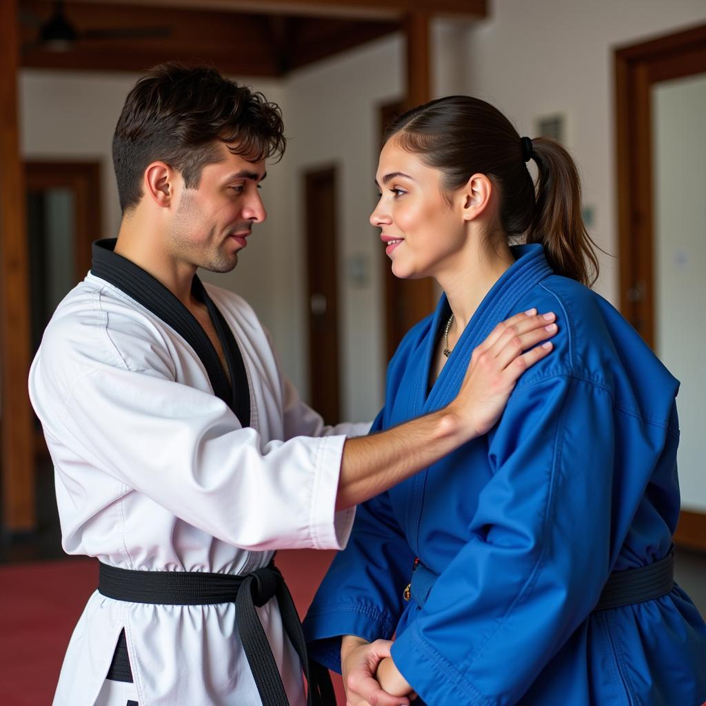 Midwest Martial Arts Academy Instructor Guiding Student