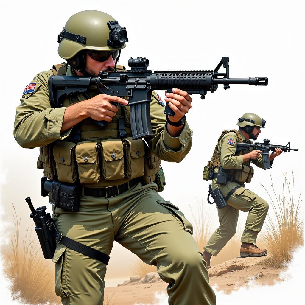 Military Ranger Art Depicting Tactical Precision in Operation