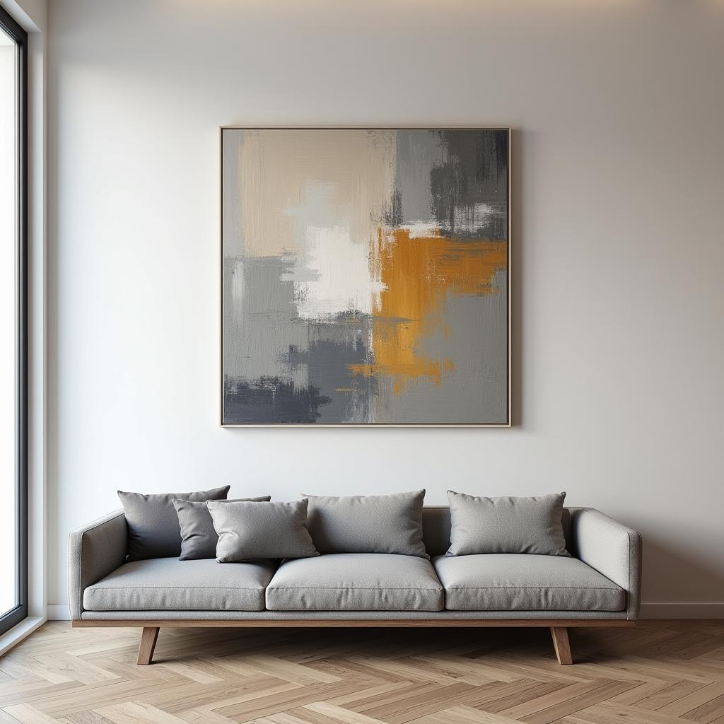 Minimalist abstract art in a living room setting