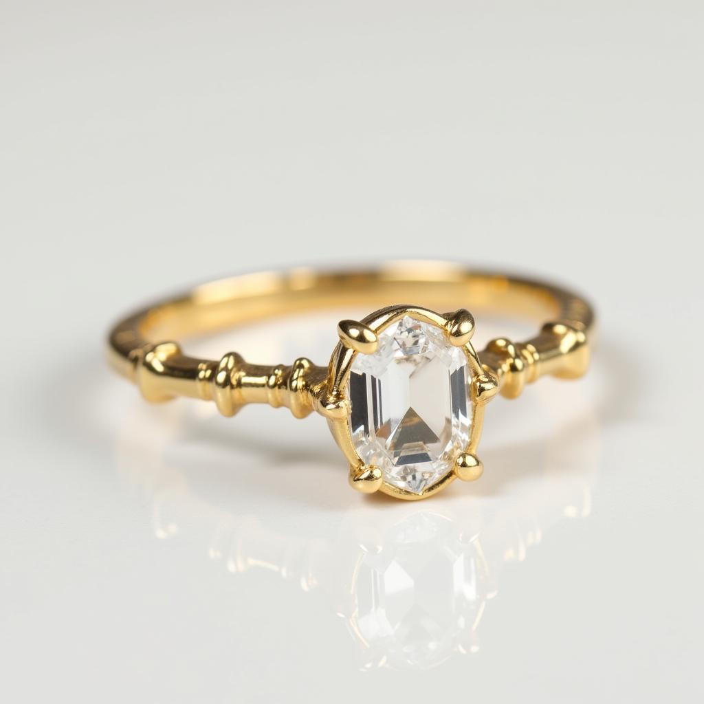 Yellow Gold Minimalist Art Deco Engagement Ring with Asscher Cut Diamond