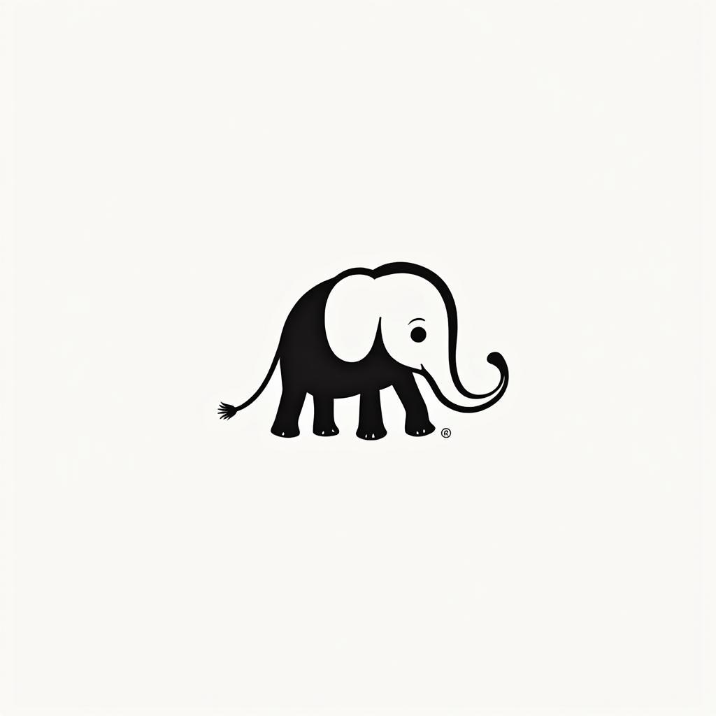 Minimalist Elephant Art in Black and White