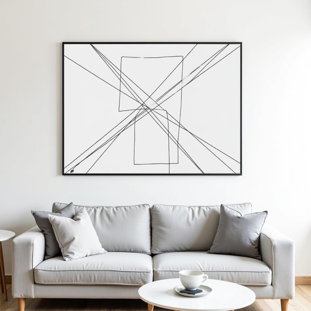 Minimalist Geometric Wall Art in a Living Room