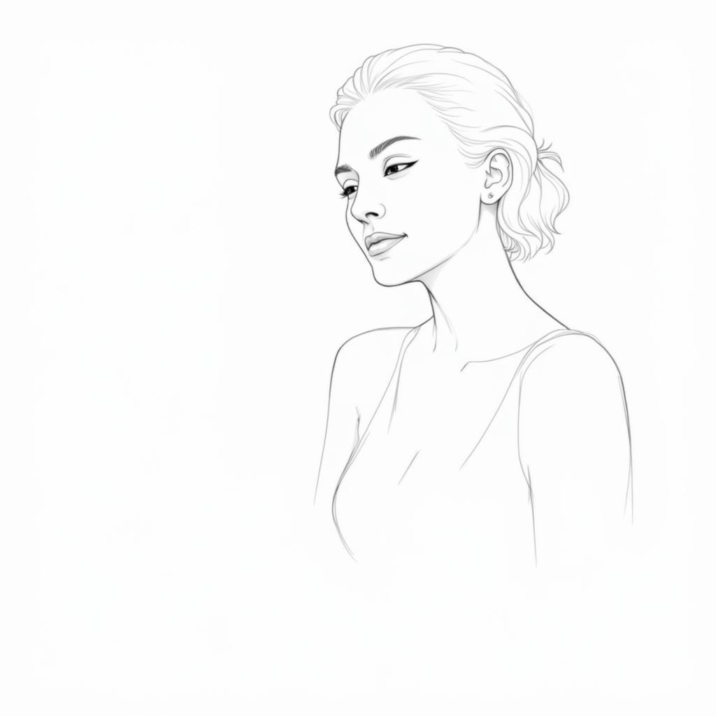 Minimalist Line Drawing: Female Portrait