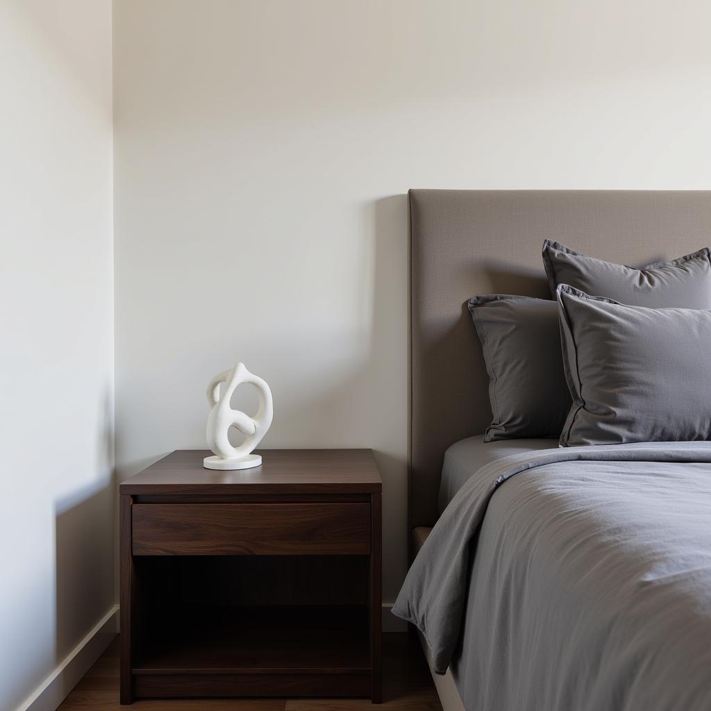 Minimalist Sculpture on Bedroom Nightstand