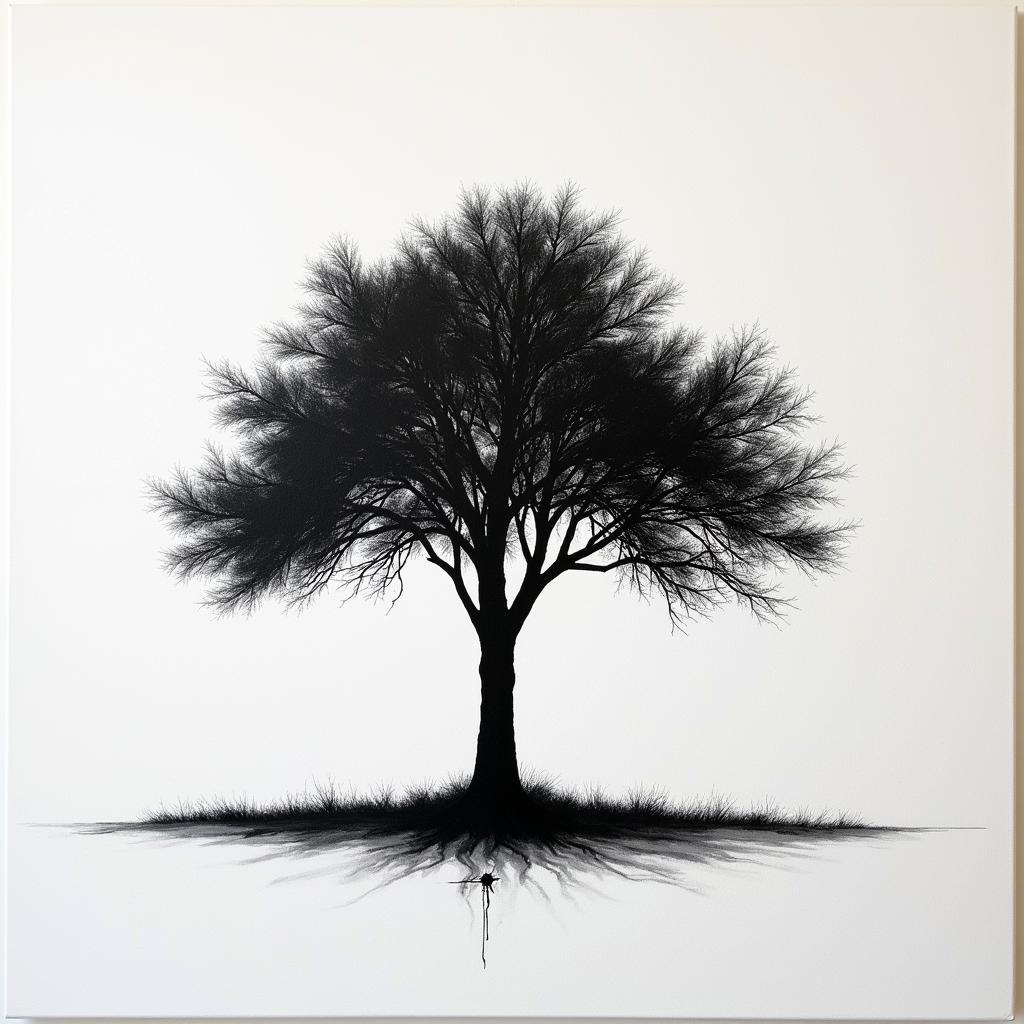 Minimalist Tree Canvas Wall Art in Black and White