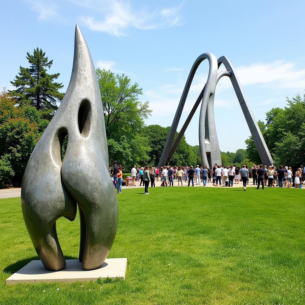 Spoonbridge and Cherry as a backdrop for the Minneapolis Sculpture Garden Art Fair