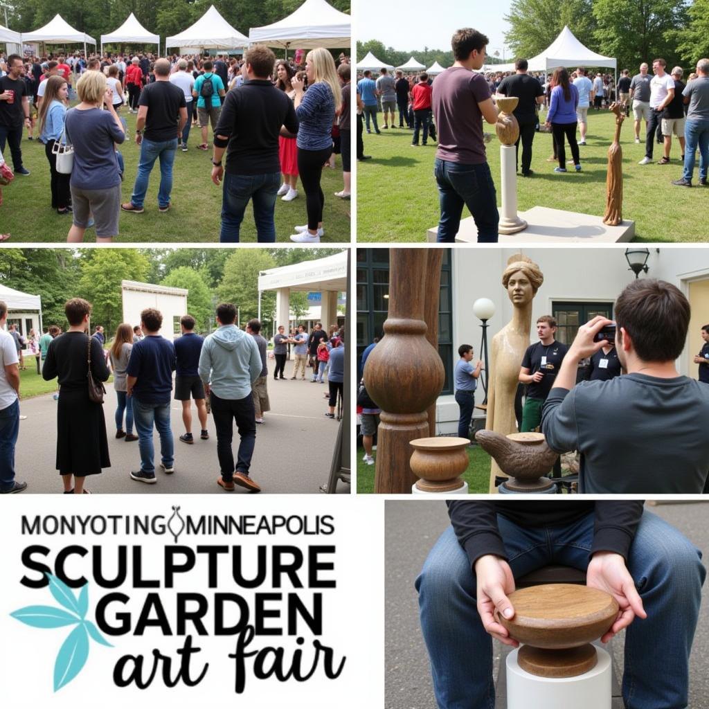 Visitors engaging with art at the Minneapolis Sculpture Garden Art Fair