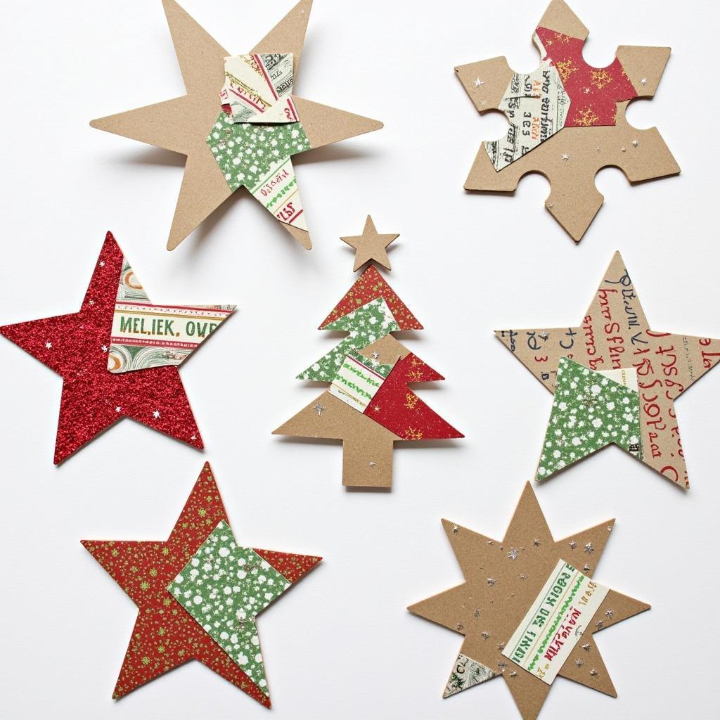 Mixed Media Christmas Gift Tags with Paper and Glitter