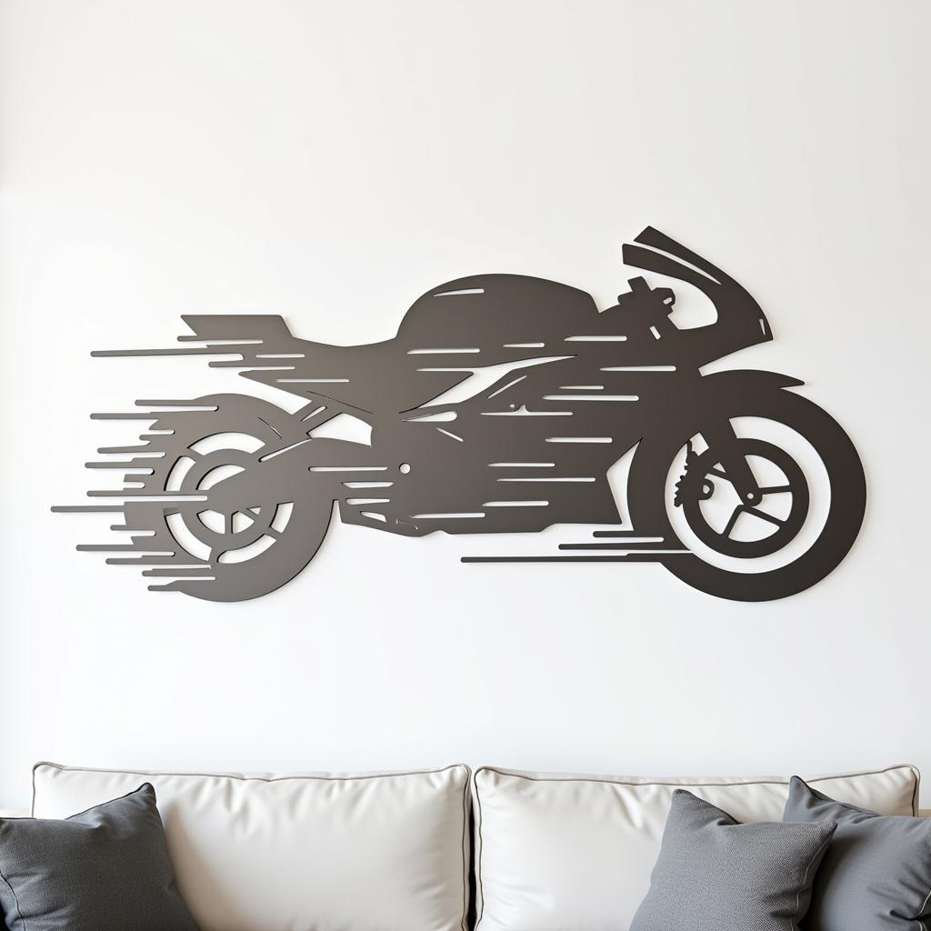 Modern Abstract Metal Motorcycle Wall Art - Speed and Motion