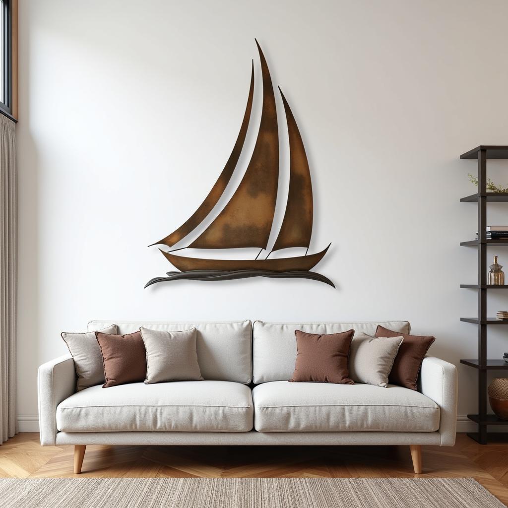 Modern Abstract Sailboat Metal Wall Art