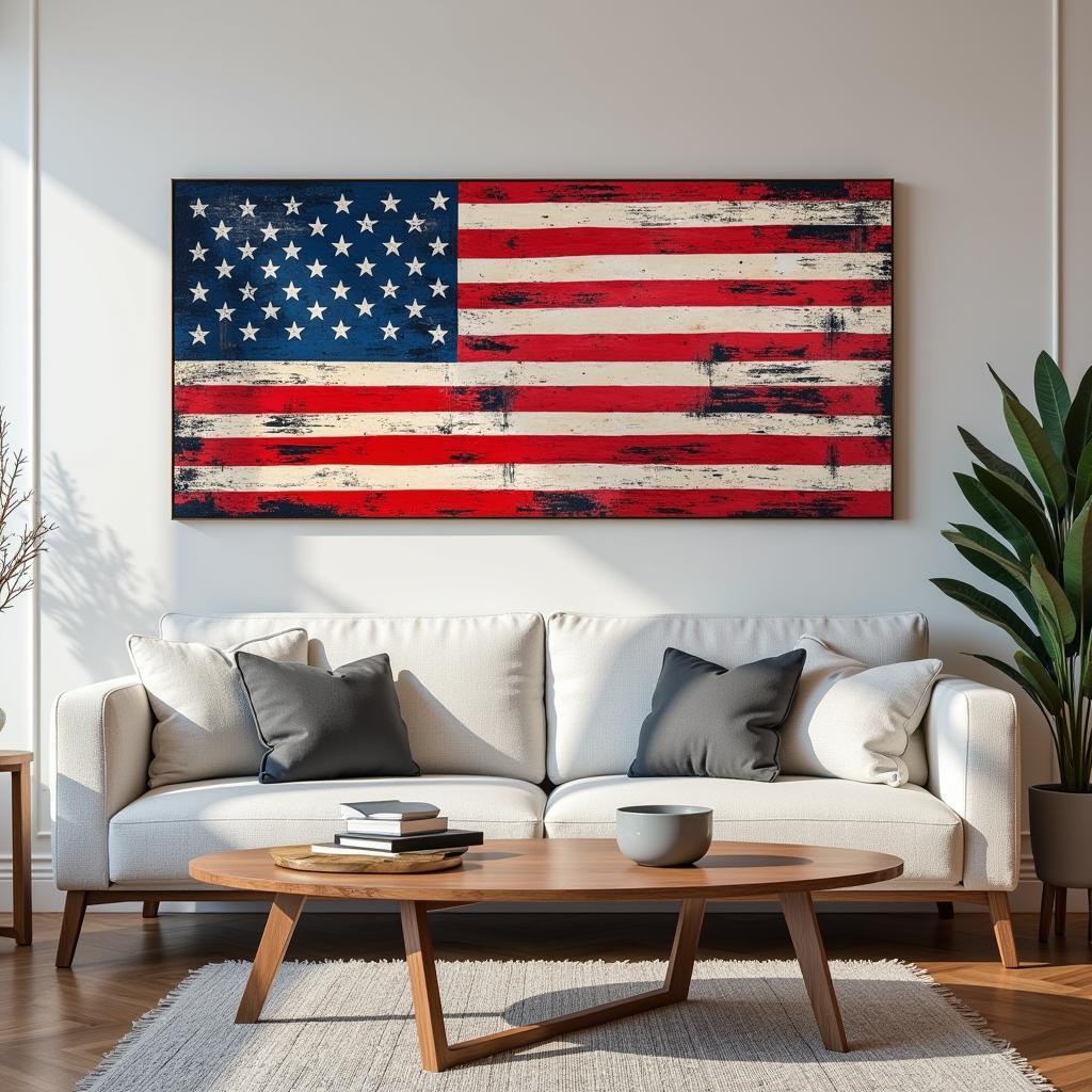 Modern Abstract American Flag Canvas Art