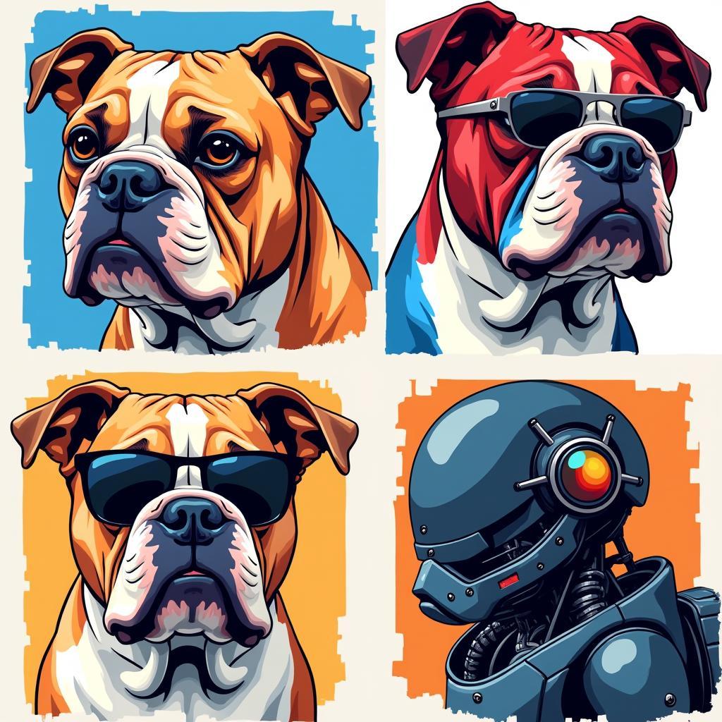 Modern Art Bulldog Digital Illustrations