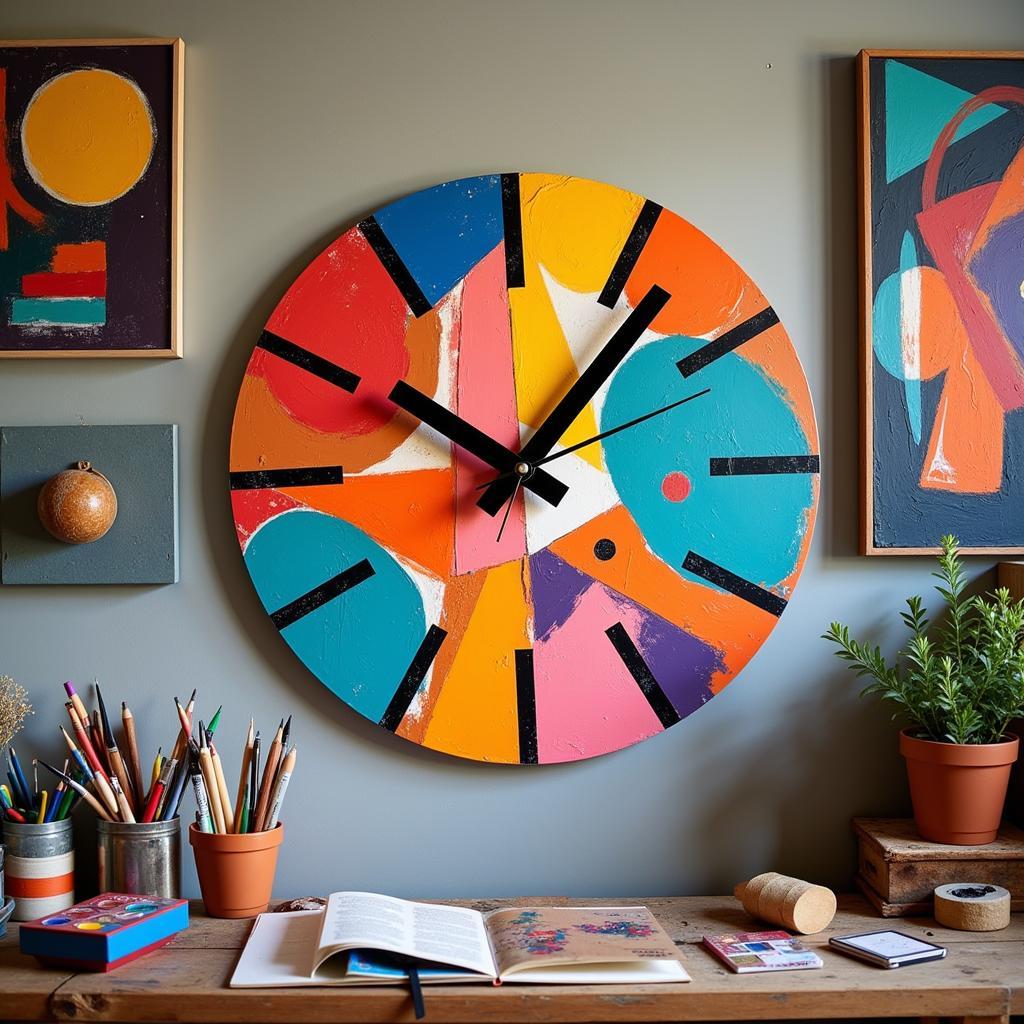 Modern Art Clock Abstract Design