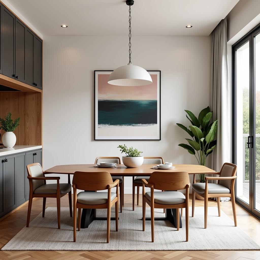 Modern Art Dining Room with Cohesive Design