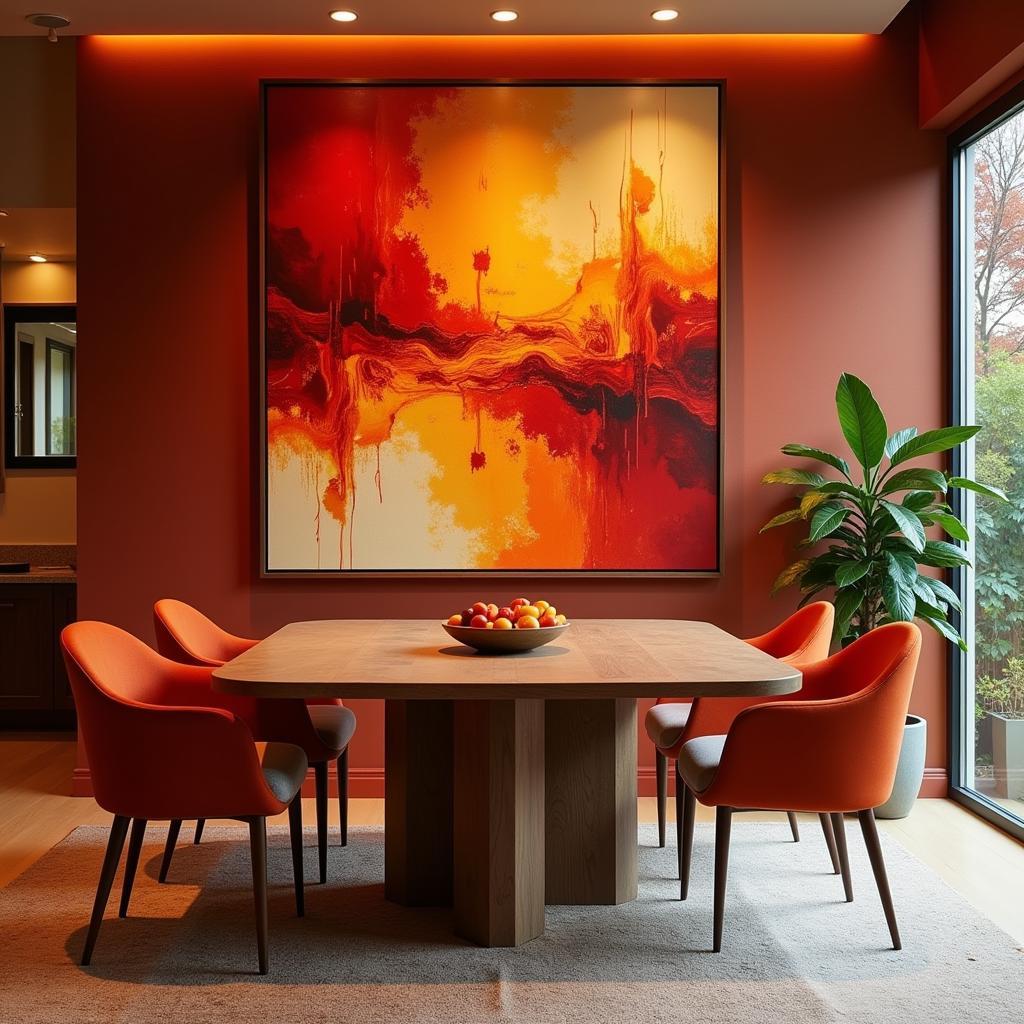 Modern Art Dining Room with Warm Tones