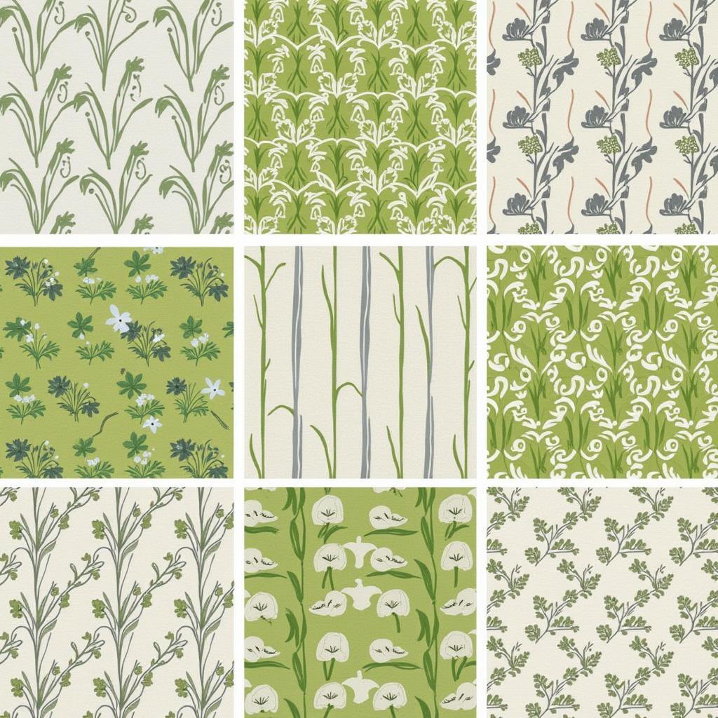 Modern Art Nouveau Lily of the Valley Textiles