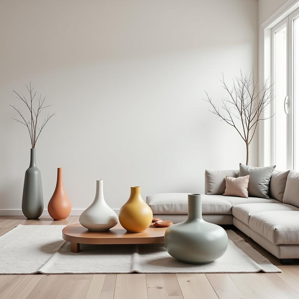 Modern Art Vases in Minimalist Interior