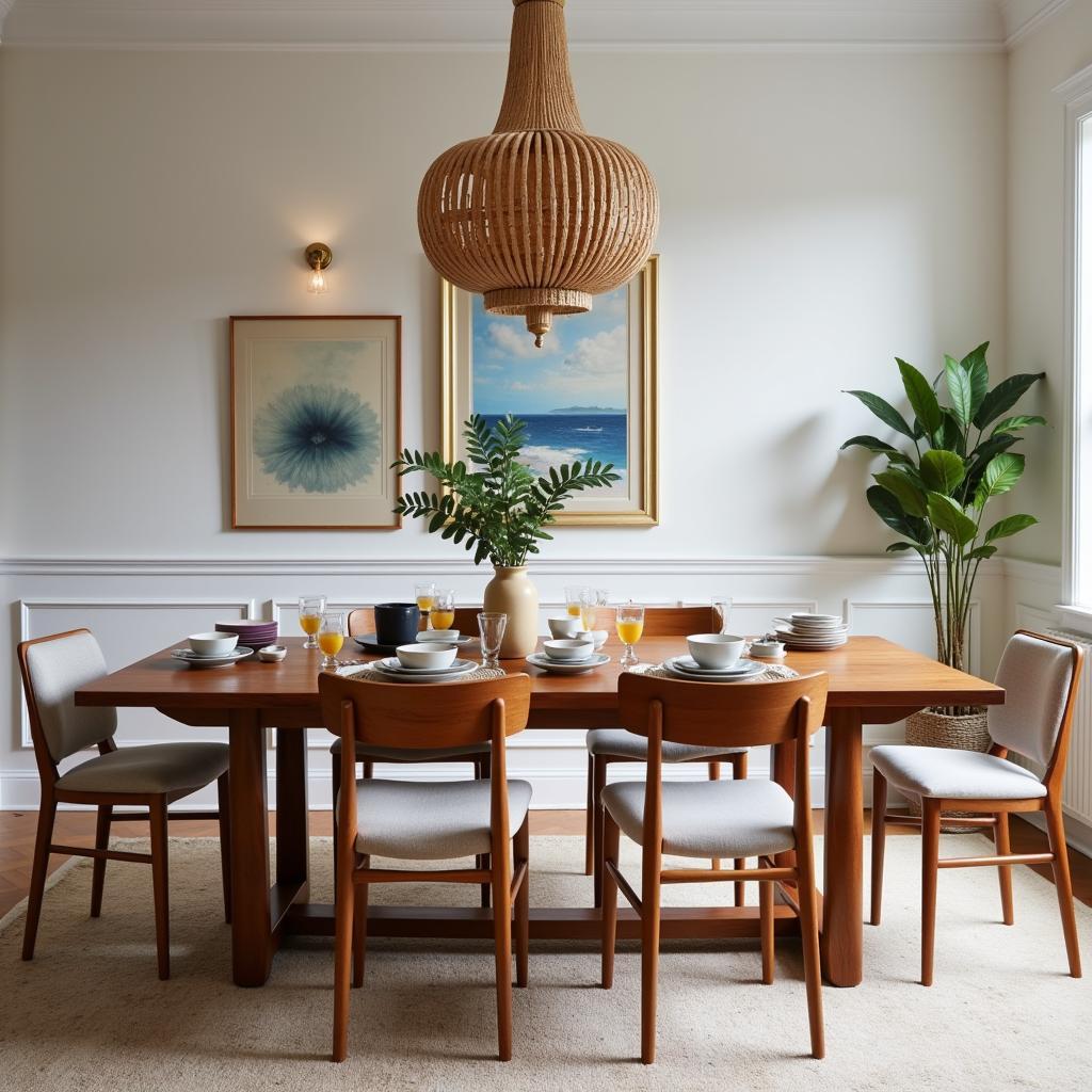 Modern Dining Table with Arts and Crafts Tableware