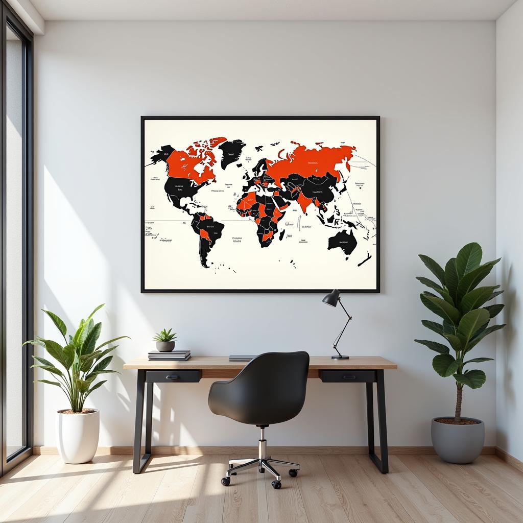 Modern Atlas Wall Art in an Office