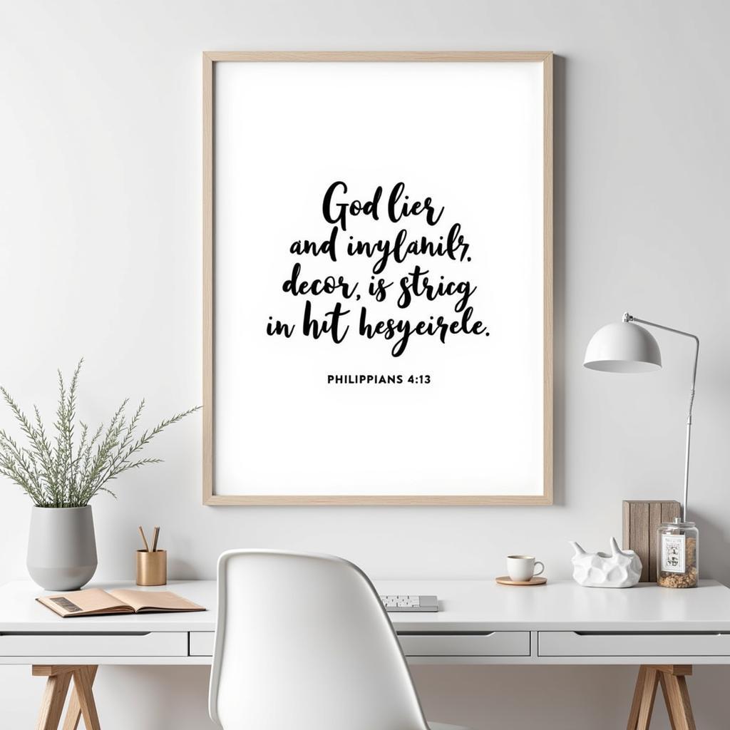 Modern Bible Verse Art Prints in a Home Office