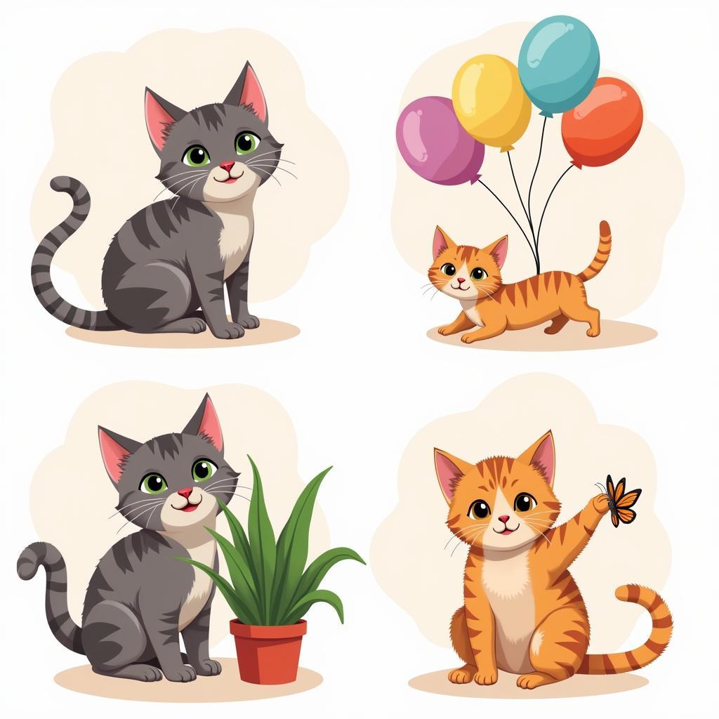 Modern Cat Art Calendar: Featuring vibrant digital illustrations of playful felines.