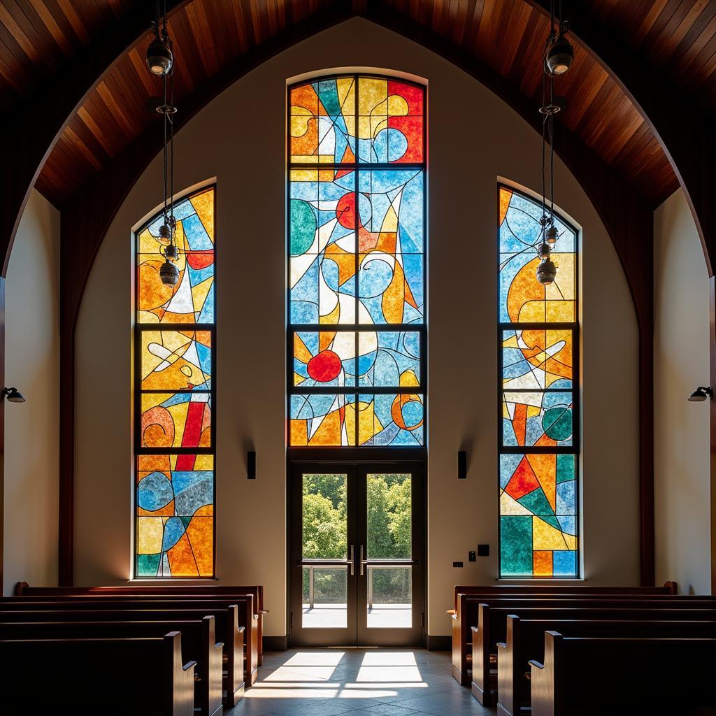 Modern Chapel Stained Glass with abstract designs