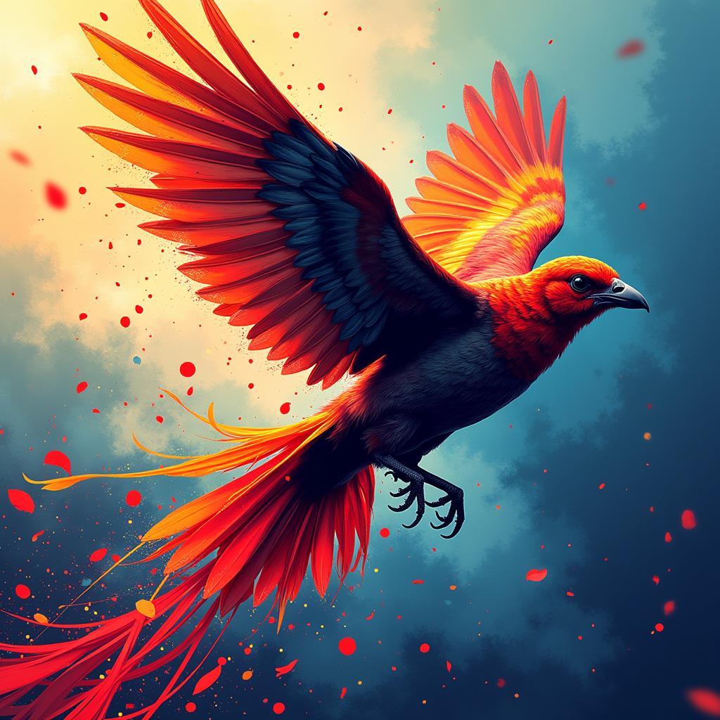 Modern Digital Art Bird in Flight