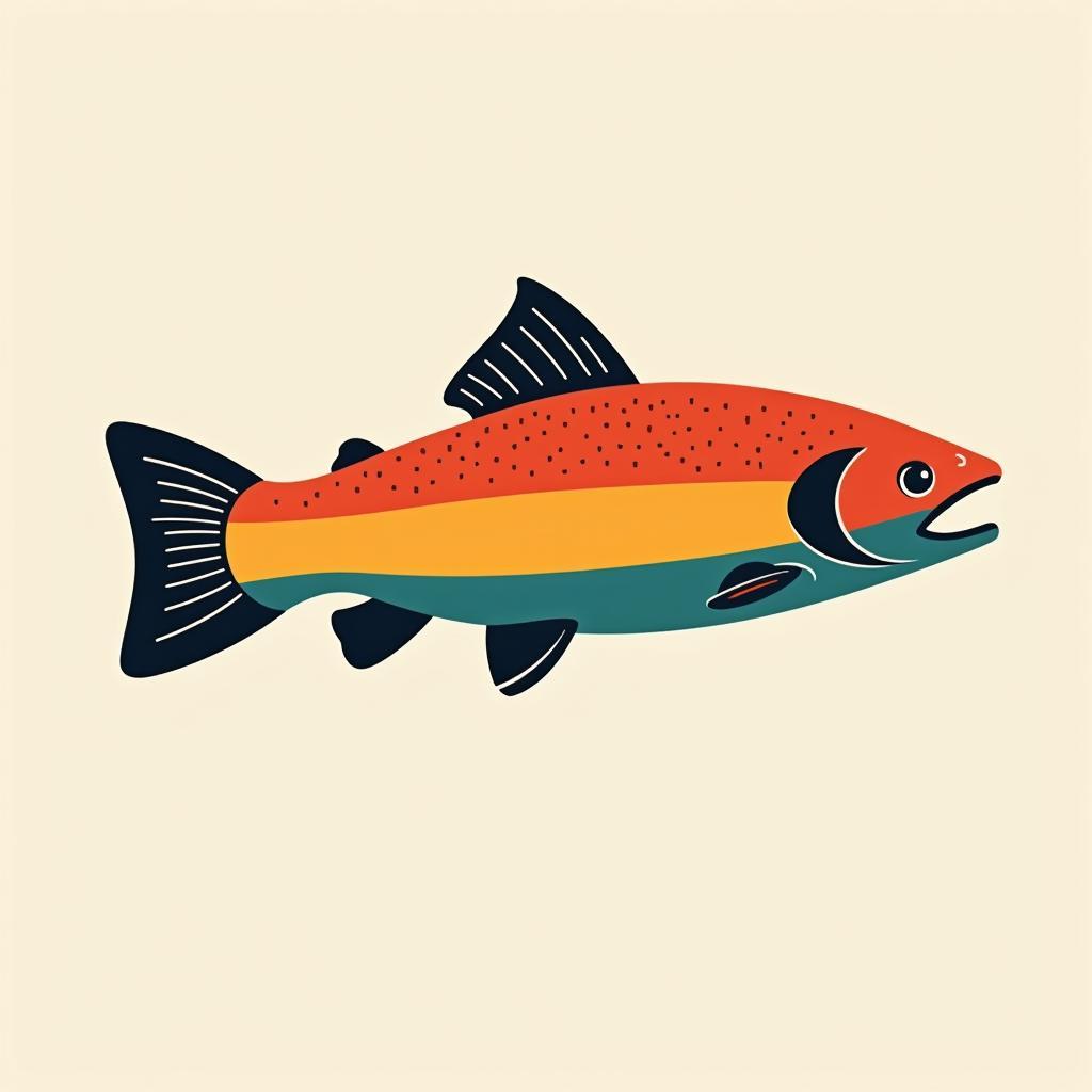 Modern Fly Fishing Poster Featuring Abstract Rainbow Trout