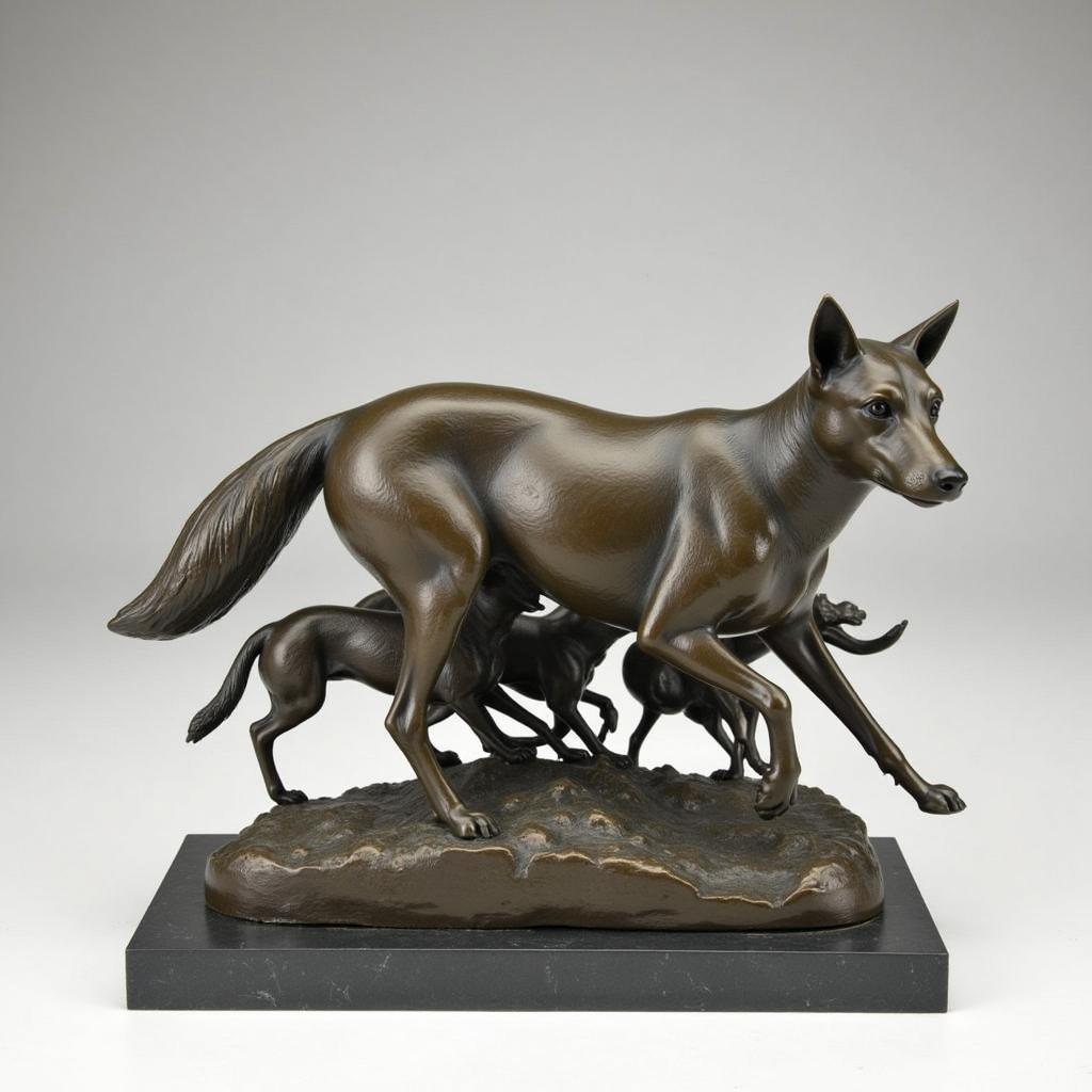 Modern Fox Hunting Sculpture in Bronze