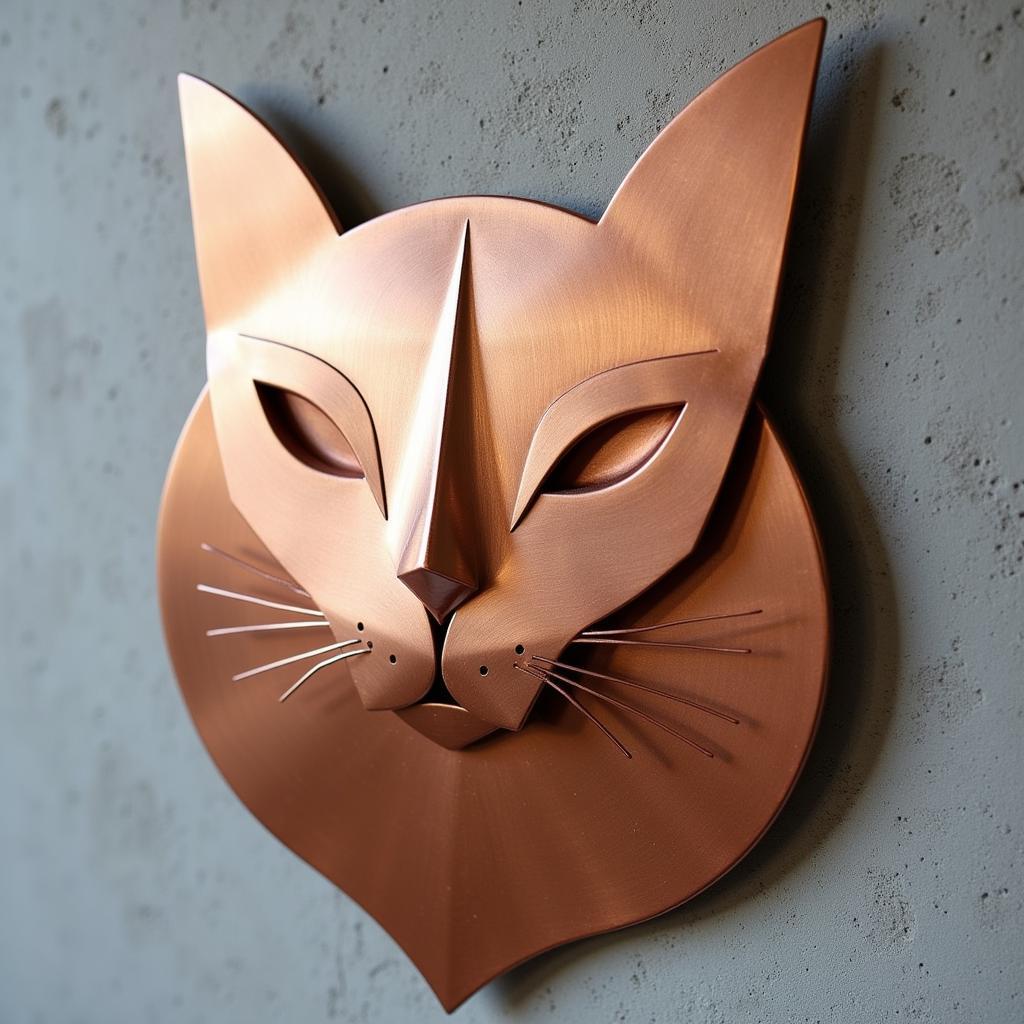 Modern Geometric Cat Metal Wall Art