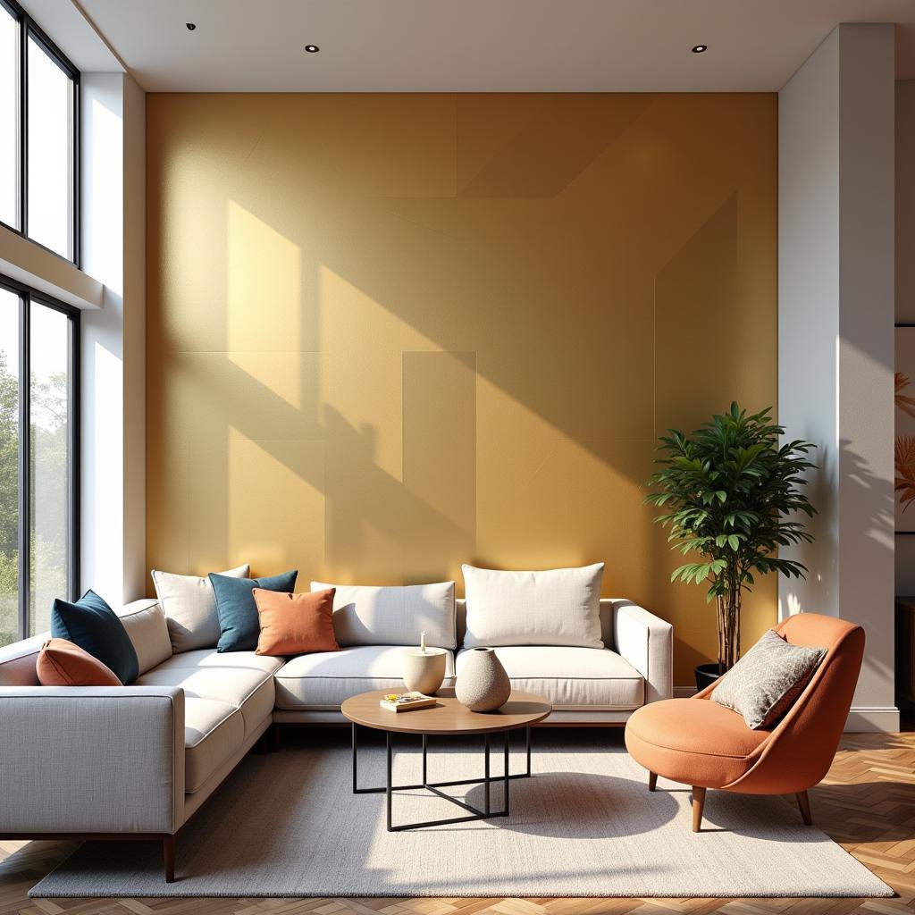 Modern Gold Wallpaper Living Room Design