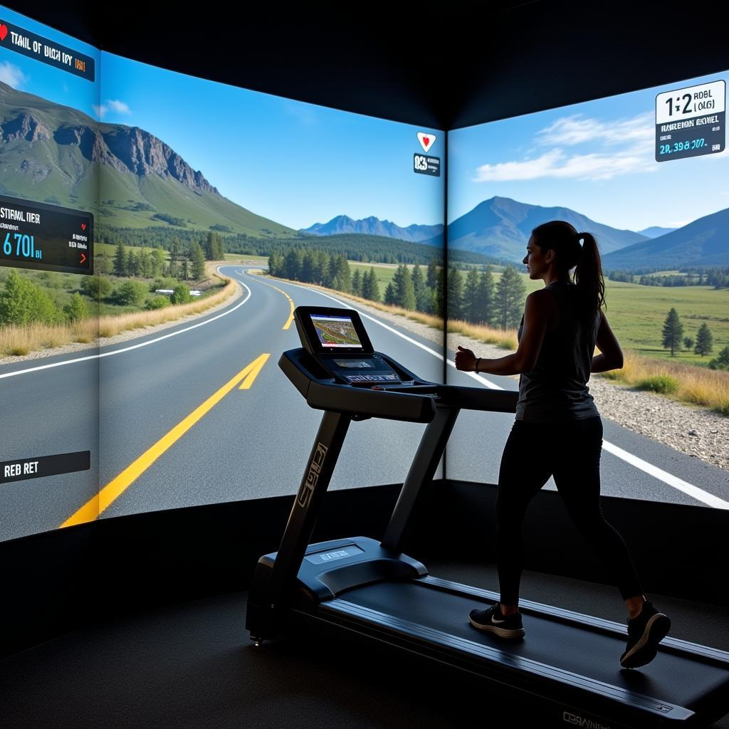 Interactive Treadmill in Modern Gym