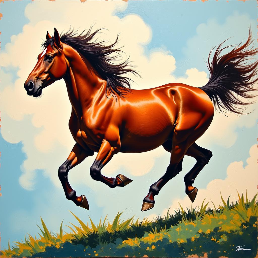 Modern Horse Painting Capturing Dynamic Movement