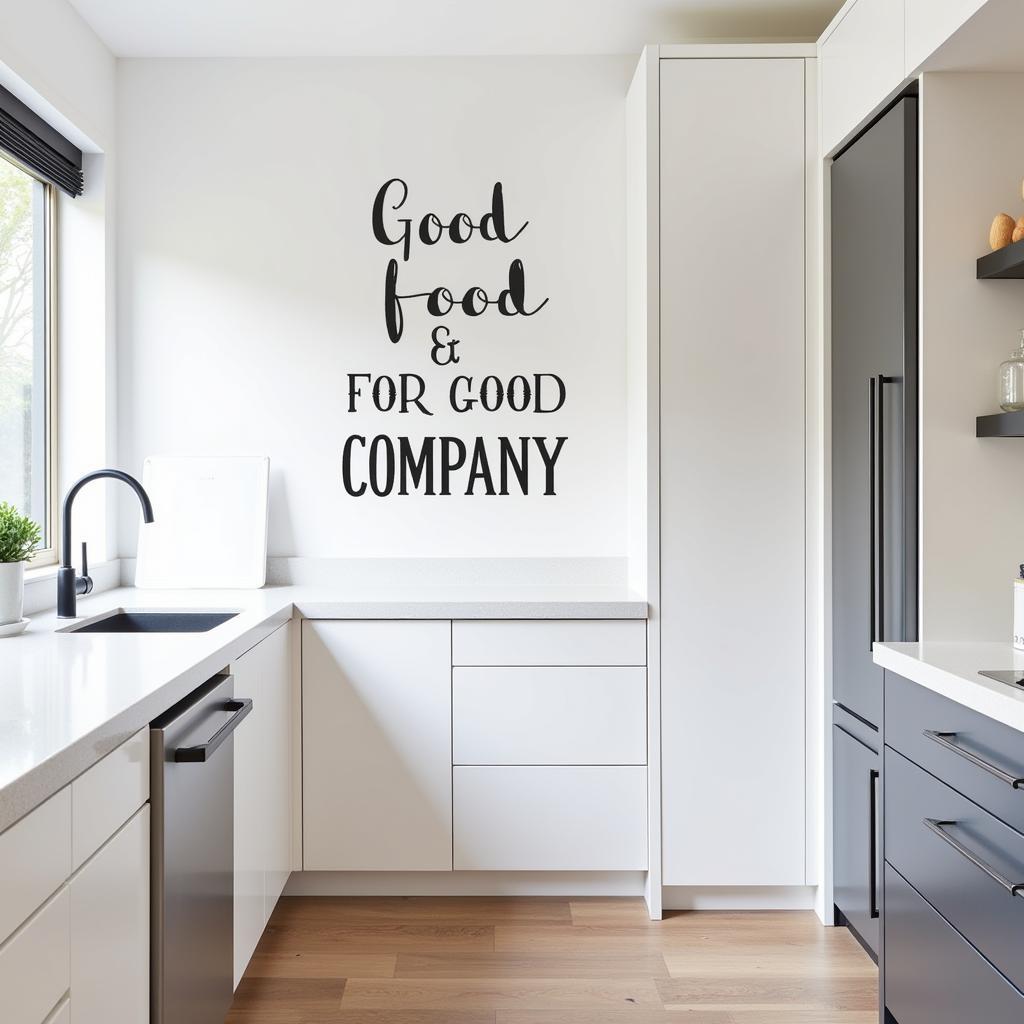 Modern Kitchen with Minimalist Kitchen Quotes Wall Art