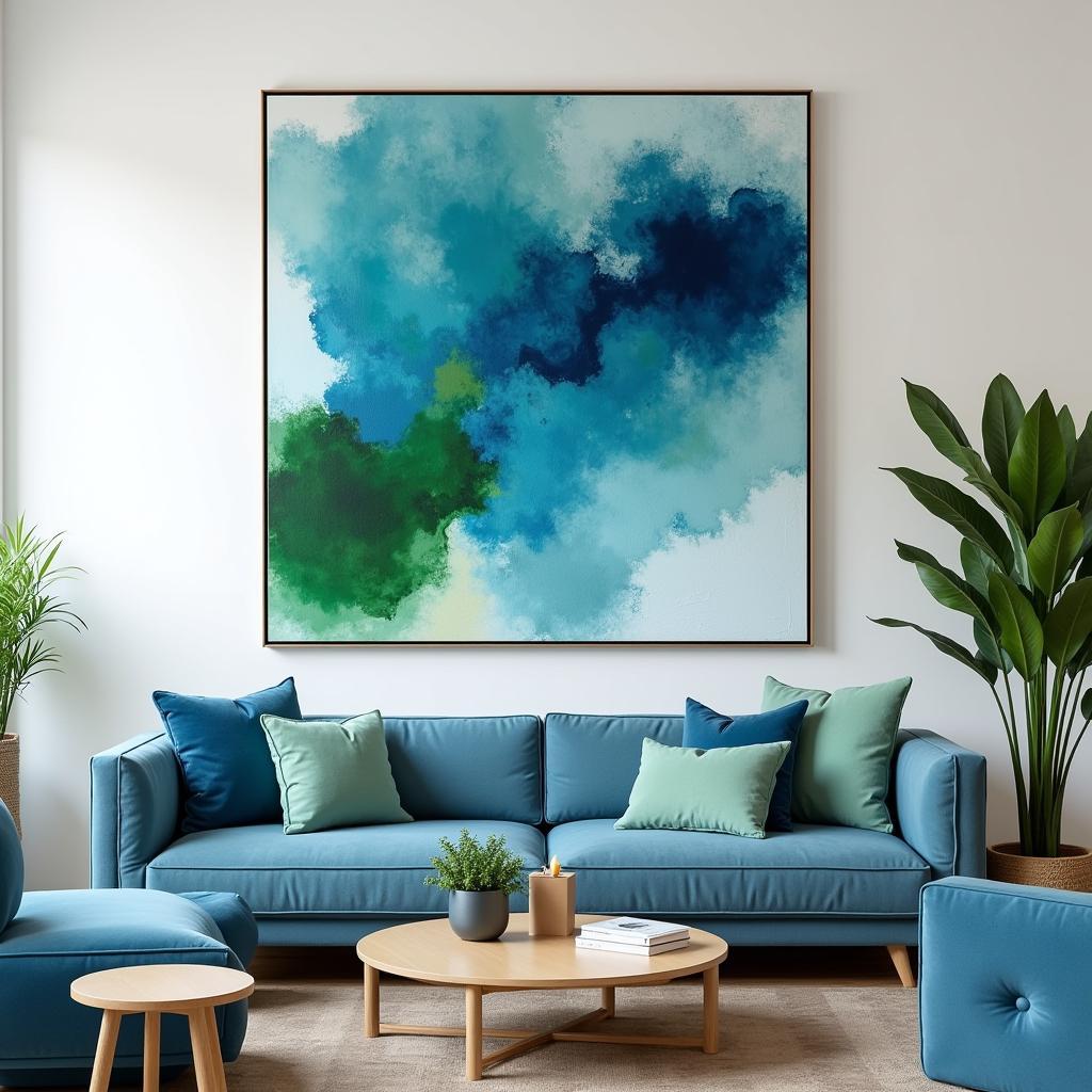 Modern Living Room with Blue and Green Decor