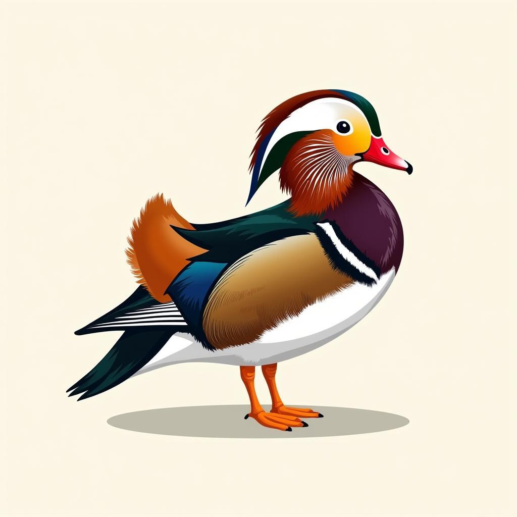 Modern Mandarin Duck Digital Illustration